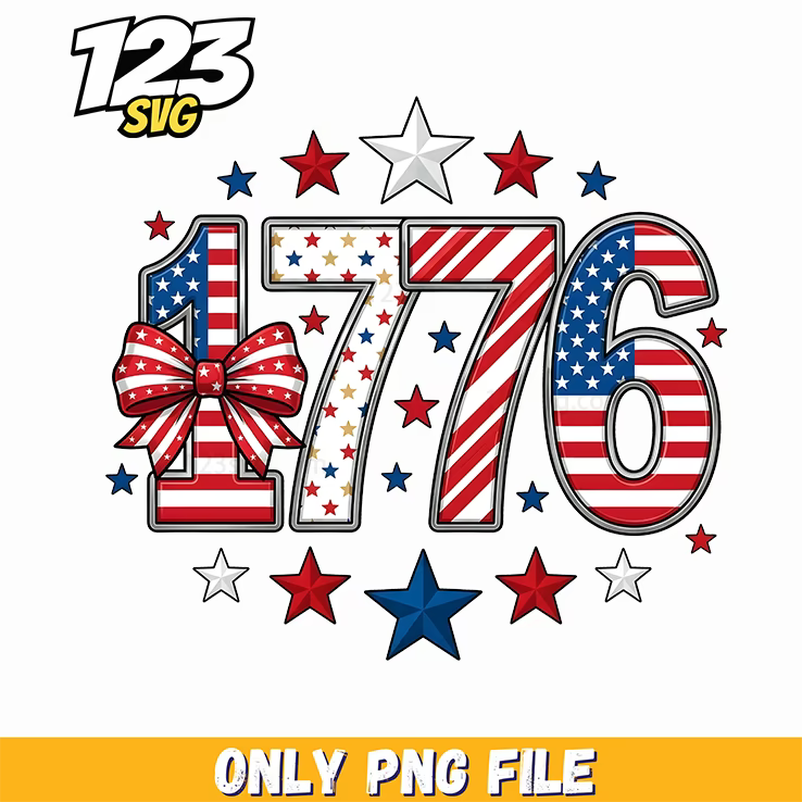 1776 patriotic bow png, american history png, patriotic design - 123SVG Store