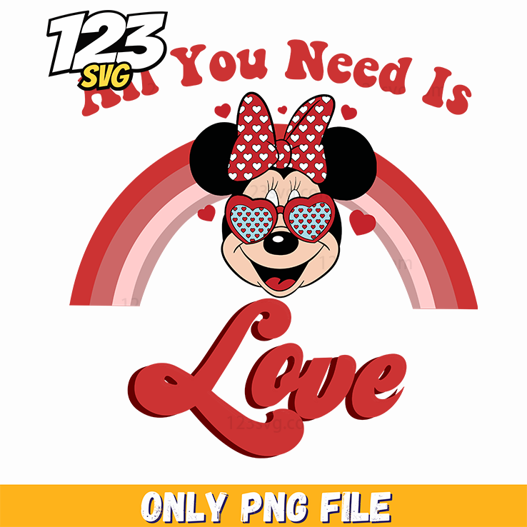 All You Need Is Love Minnie PNG, minnie mouse love png, minnie mouse all you need is love - 123SVG Store