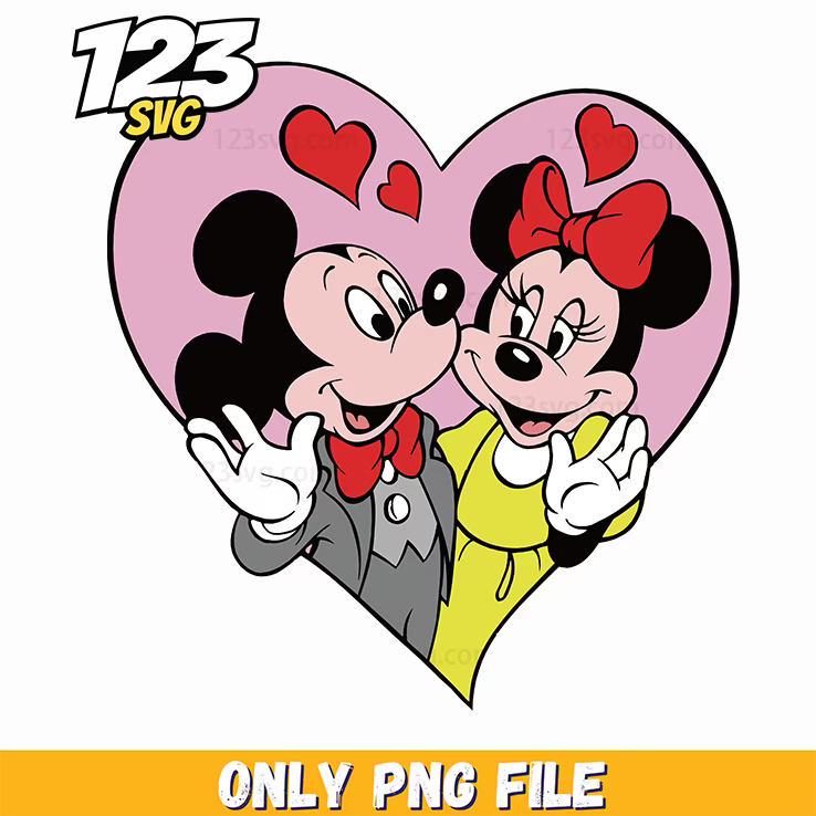mickey minnie heart png, minnie mickey heart png image, mickey mouse heart hand svg - 123SVG Store