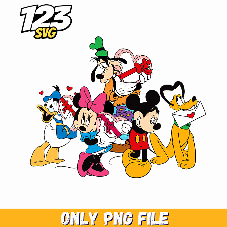 Mickey Minnie Valentine Friends PNG, disney mickey minnie valentine friends, mickey minnie valentine friends cartoon - 123SVG Store