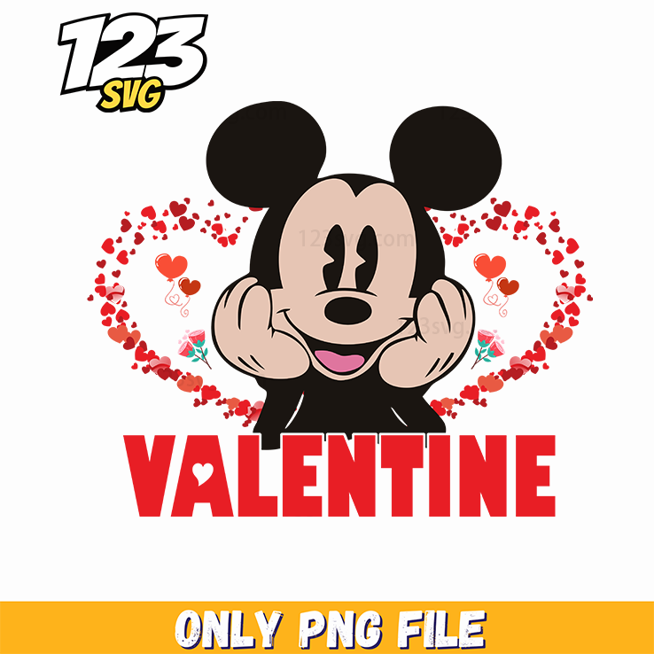 Mickey Valentine Typography PNG, valentine typography design, typographic valentine - 123SVG Store