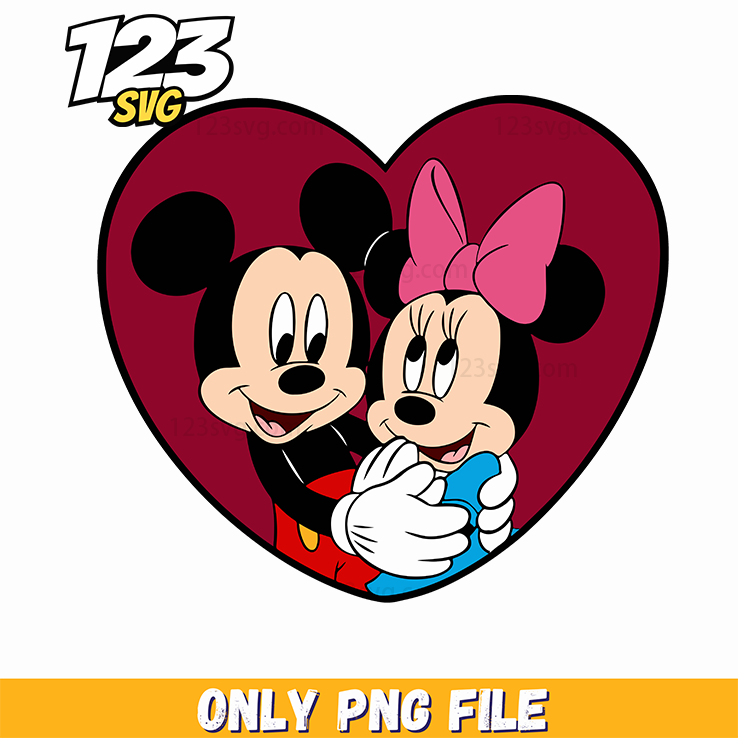 Minnie Mickey Heart Love PNG, mickey mouse love heart png, mickey mouse heart love png - 123SVG Store