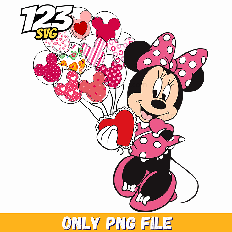 Minnie Mouse Heart Balloon, minnie mouse heart balloons, minnie mouse heart balloons decorations - 123SVG Store