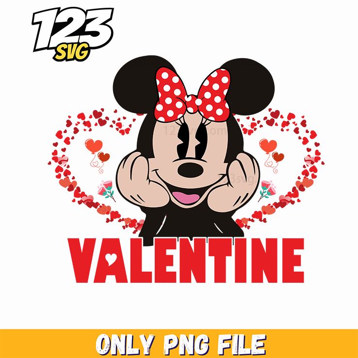 Minnie Valentine Typography Png, Minnie Valentine Png, Valentine Typography Png - 123SVG Store