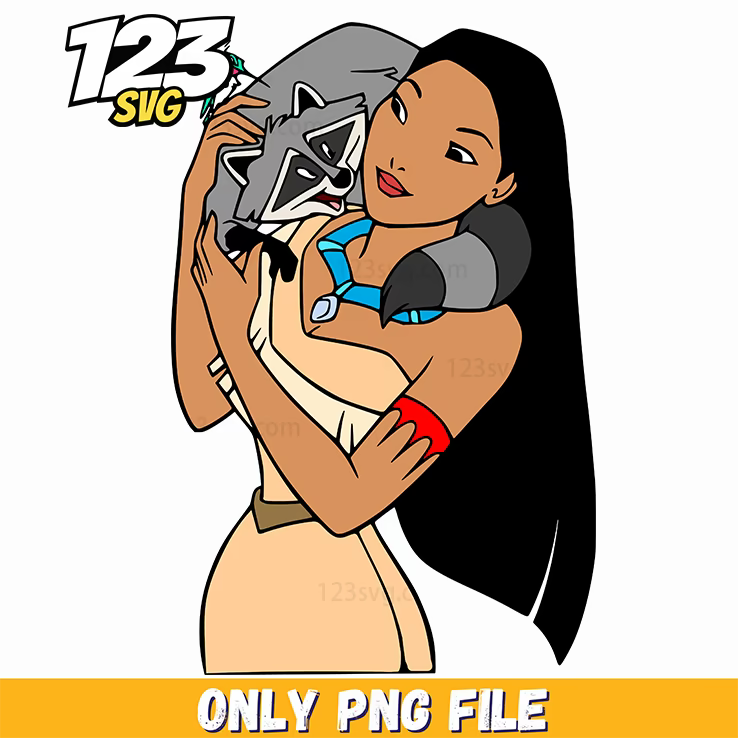 Pocahontas Sitting with Meeko PNG, korean cartoon png, kpop cartoon png - 123SVG Store