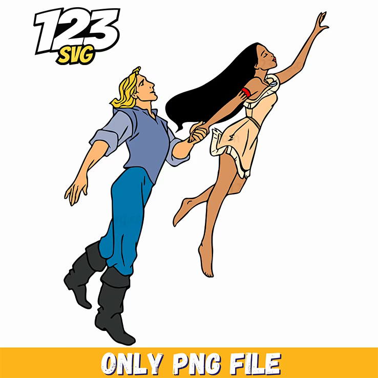 Pocahontas and John Smith Romance PNG, korean cartoon png, modern vibes boys png - 123SVG Store