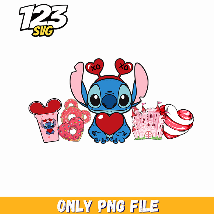Stitch Valentine Hearts, valentine stitch hearts, stitch valentine day - 123SVG Store