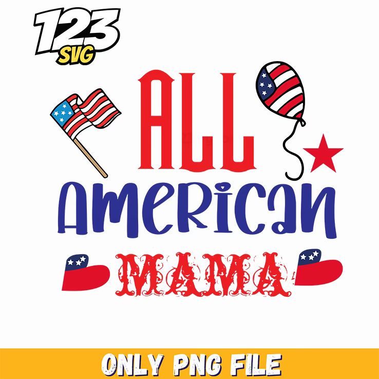 all american mama flag balloon us maps png, patriotic usa flag balloons, usa map with state flags - 123SVG Store