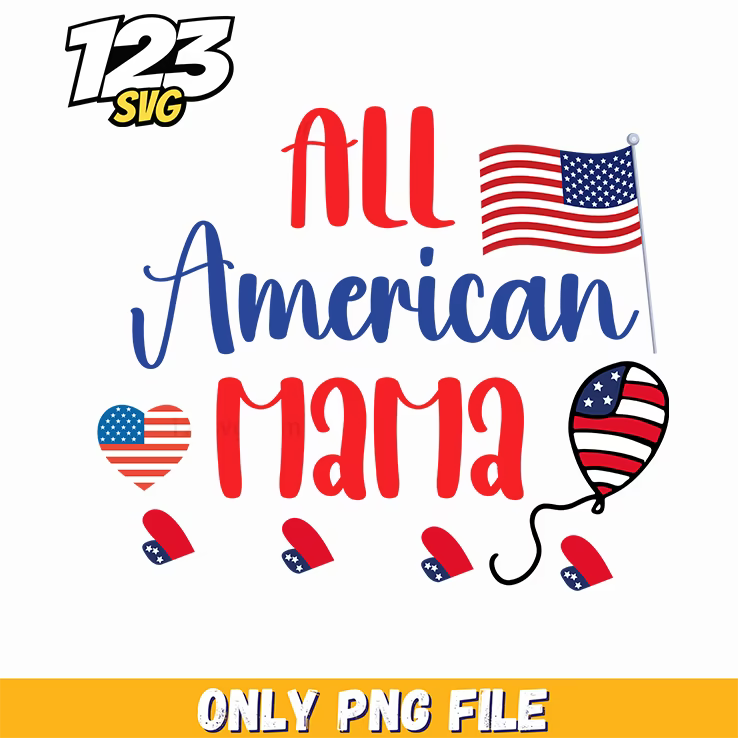 all american mama flag heart balloons png, patriotic mama heart balloons, american flag heart balloons decoration - 123SVG Store