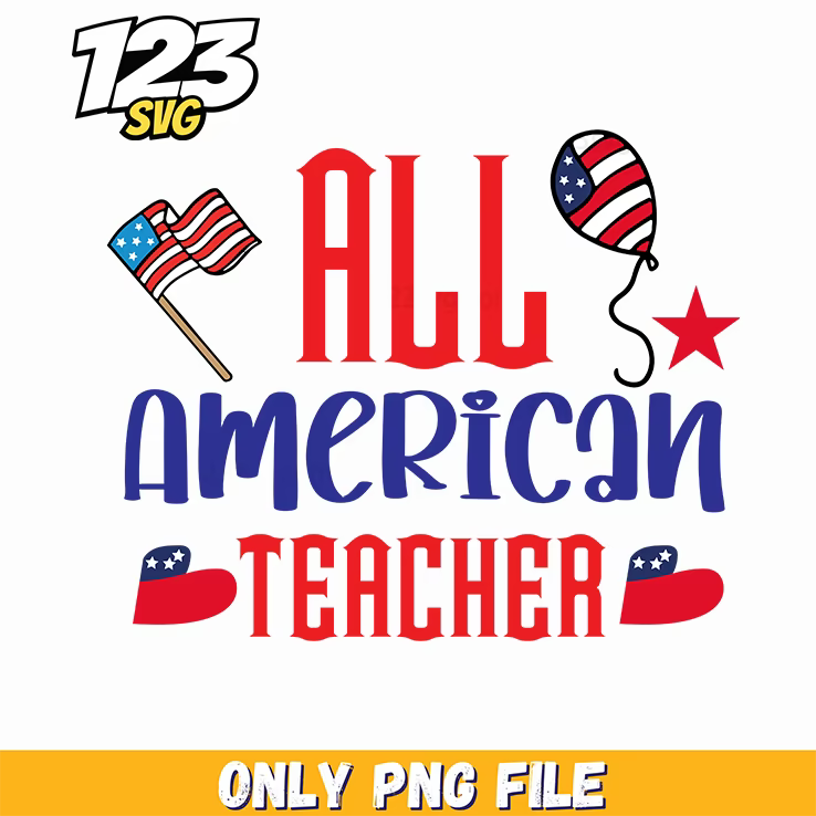 all american teacher flag balloon us maps png, patriotic teacher decorations us map, american flag classroom decorations us map - 123SVG Store