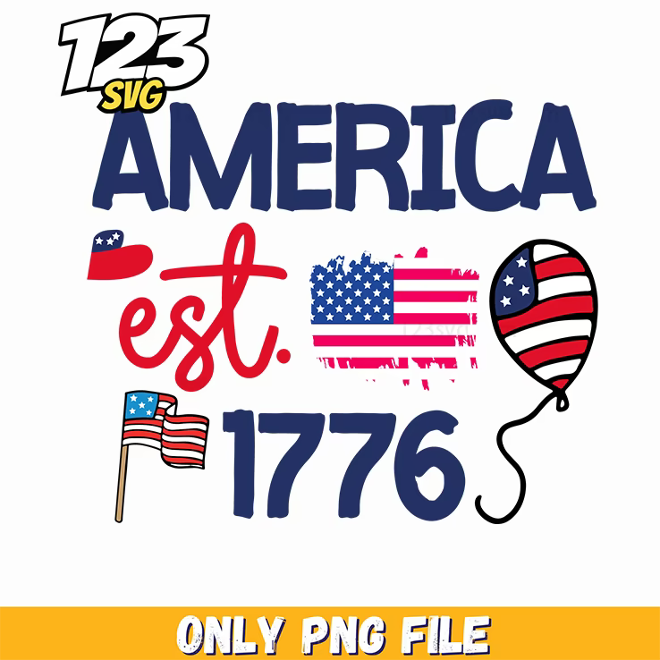 america est 1776 png, 1776 american flag png, american patriotic vector illustration - 123SVG Store