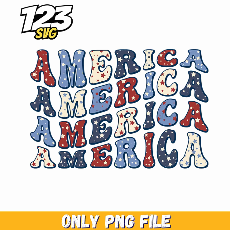 america groovy mixed pattern stacked png, korean cartoon png, modern vibes boys png - 123SVG Store