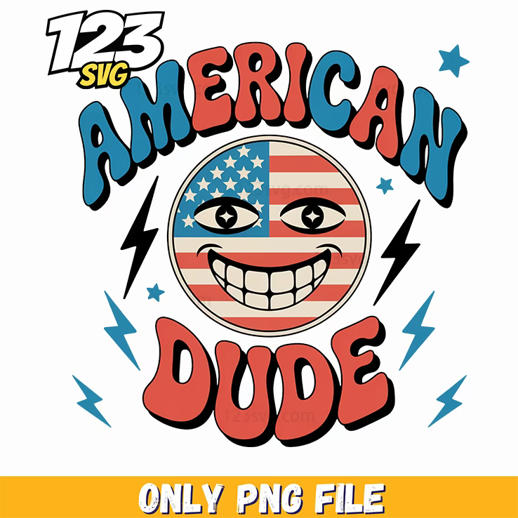 american dude retro flag smiley face png, kpop bands cartoon png, streetwear png - 123SVG Store