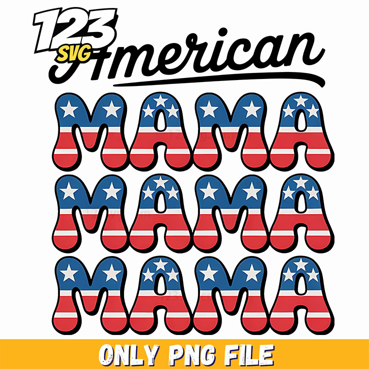 american mama stars stripes block png, american mama, stars and stripes block - 123SVG Store