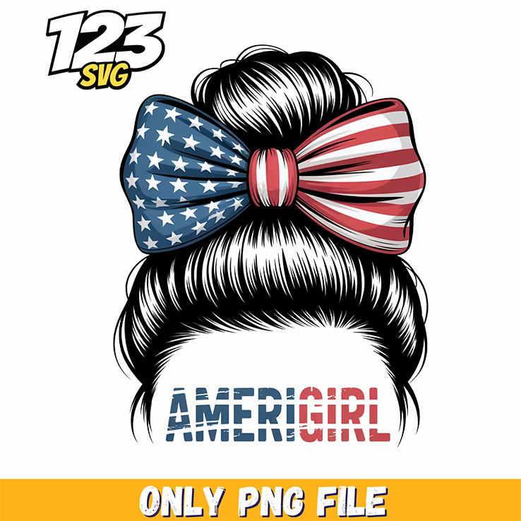 amerigirl patriotic coquette mesh bun png, coquette bow png, wicked png - 123SVG Store