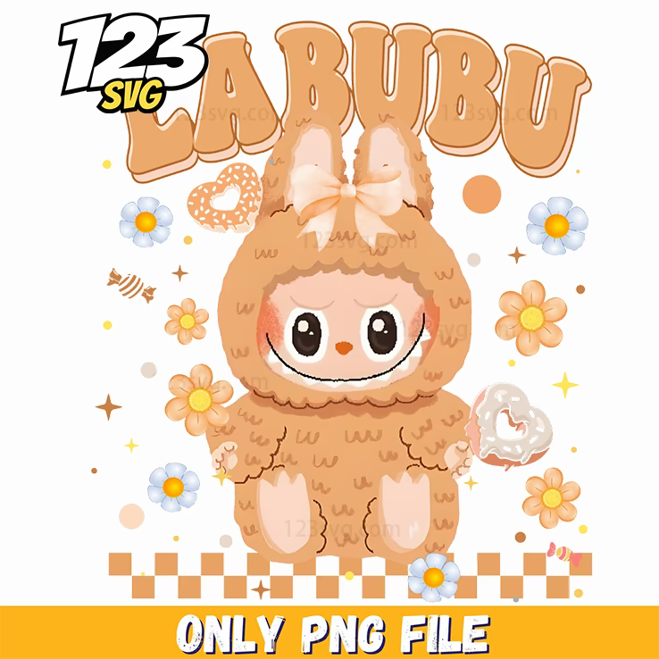 beige floral labubu png, labubu png designs, labubu png images - 123SVG Store