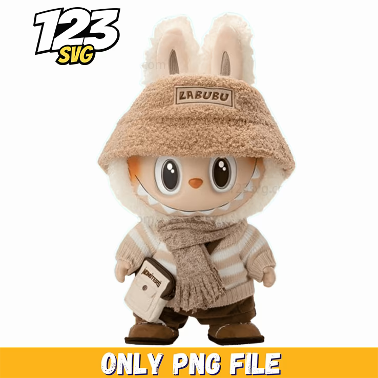 beige winter labubu png, labubu png, winter labubu png - 123SVG Store