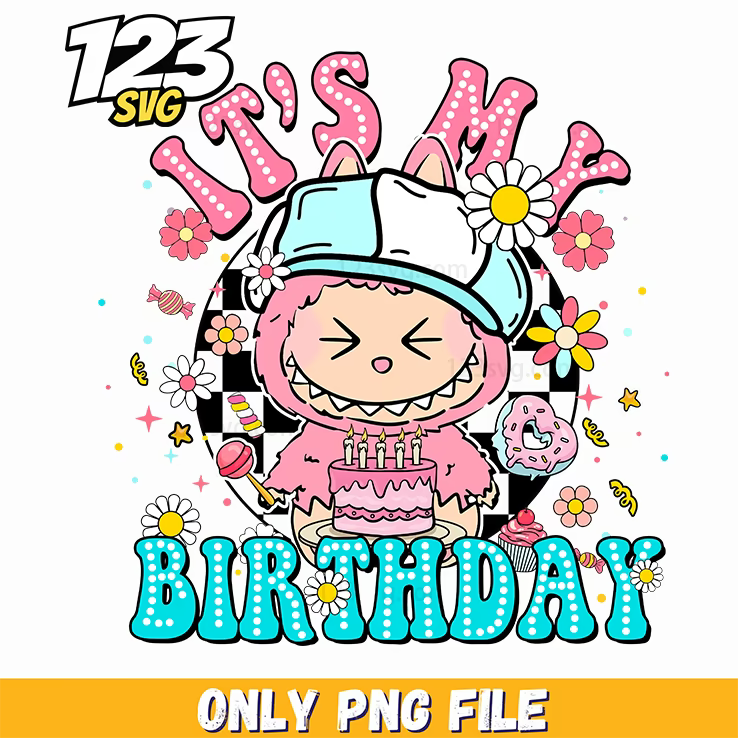 birthday cake labubu png, labubu birthday cake, labubu cake topper - 123SVG Store