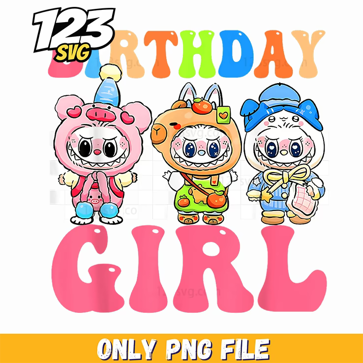 birthday girl labubu, labubu birthday, labubu costume - 123SVG Store