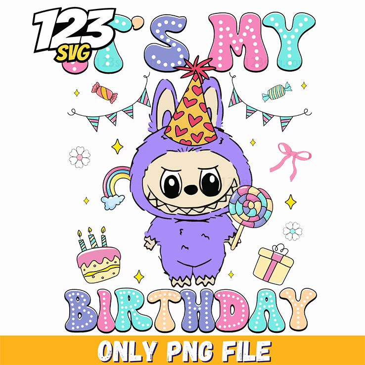 birthday labubu png, it's my birthday labubu png, birthday girl labubu png - 123SVG Store