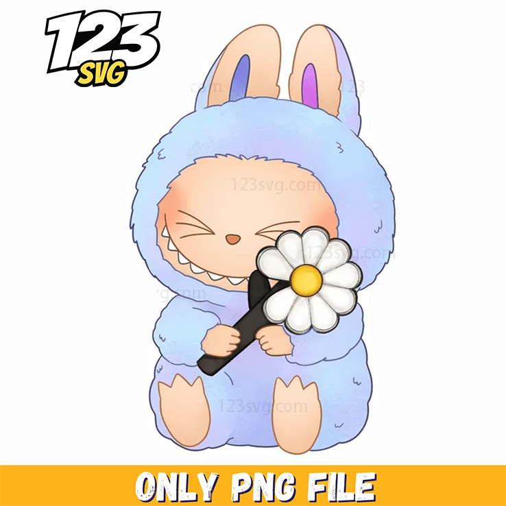 blue flower labubu png, labubu png, labubu flower png - 123SVG Store