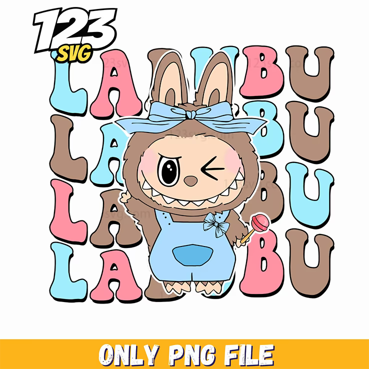 blue labubu typography png, labubu typography, typography png labubu - 123SVG Store