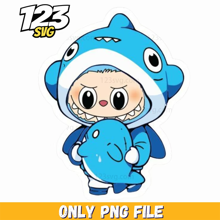 blue shark labubu png, labubu shark png, shark labubu png transparent - 123SVG Store
