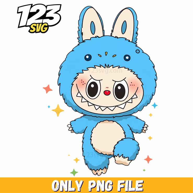 blue sparkle bunny labubu png, labubu png bunny, labubu sparkle bunny - 123SVG Store