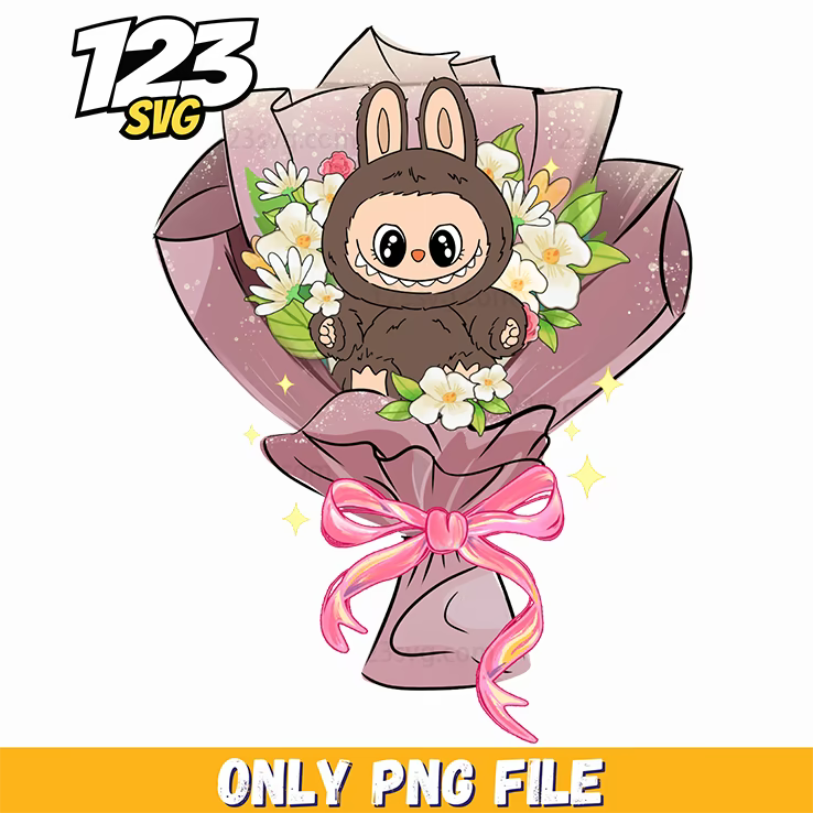 brown bouquet labubu png, labubu bouquet, labubu bouquet png - 123SVG Store