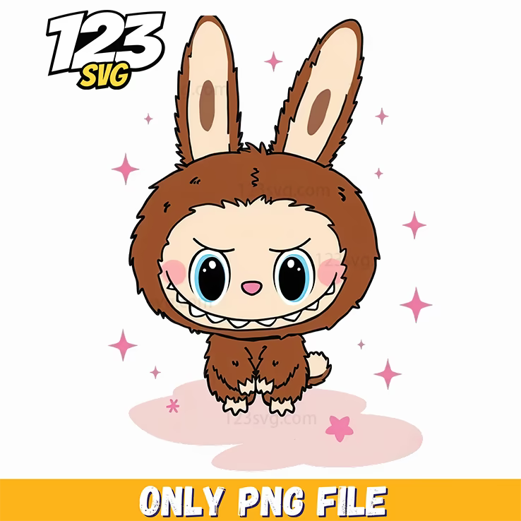 brown bunny labubu png, brown labubu png, brown flowers labubu png - 123SVG Store