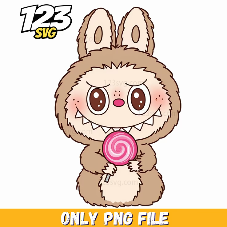 brown bunny lollipop labubu png, all types of labubu png, cute labubu png - 123SVG Store