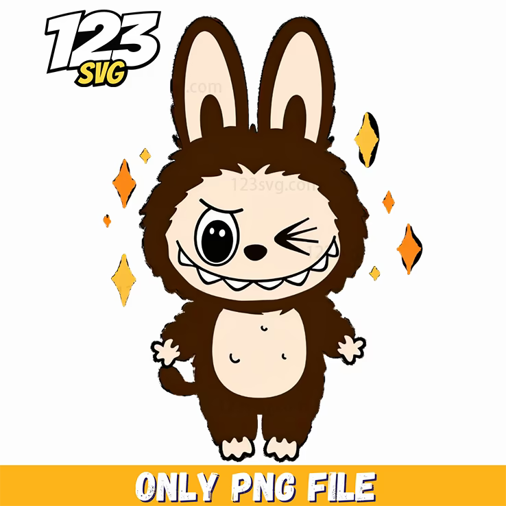 brown sparkle labubu png, labubu png, labubu sparkle png - 123SVG Store