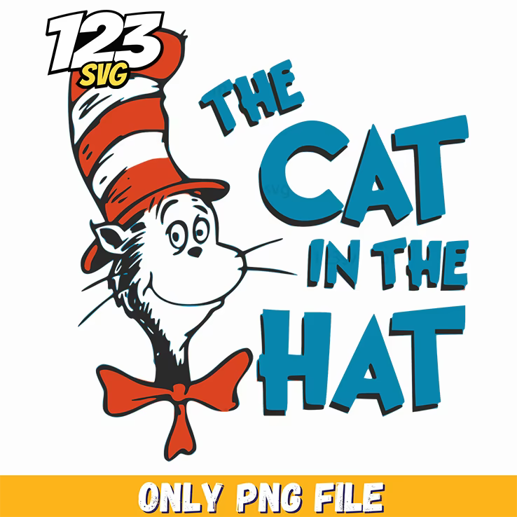 cat in the hat logo design dr seuss png, wicked png, witch hat and crown png - 123SVG Store