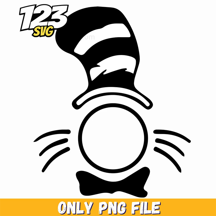 cat in the hat monogram circle dr seuss png, kpop hero png, kpop hunter cat png - 123SVG Store