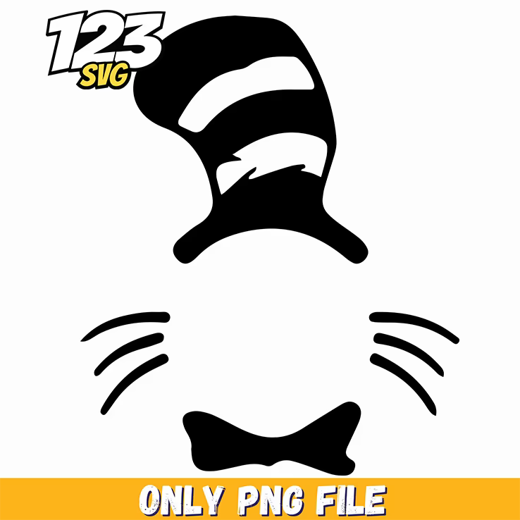 cat in the hat monogram outline dr seuss png, kpop hero png, kpop hunter cat png - 123SVG Store