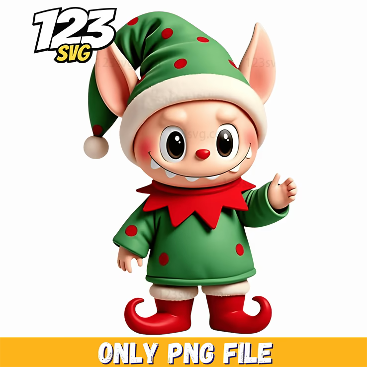 christmas elf labubu png, labubu christmas png, labubu elf png - 123SVG Store