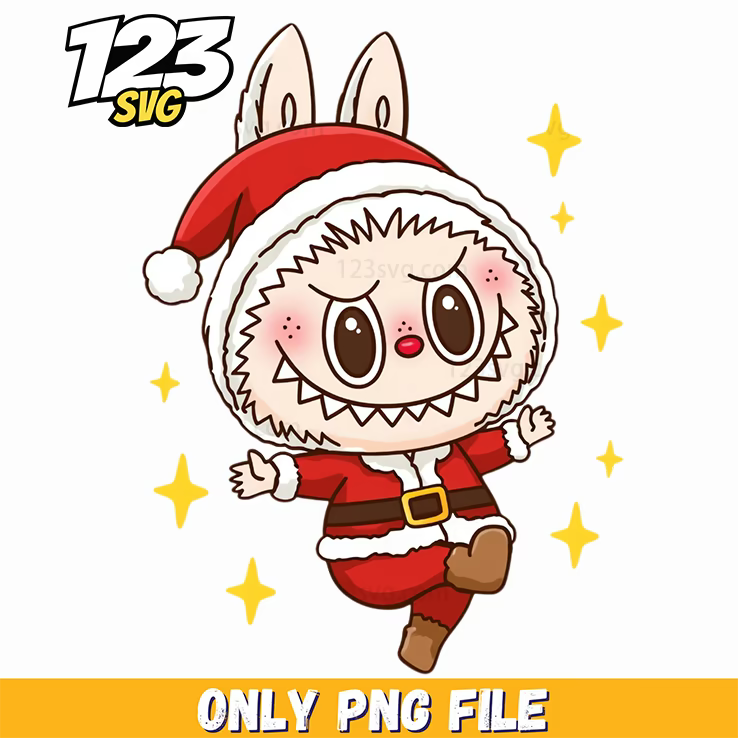 christmas santa labubu png, merry christmas labubu, labubu toys svg - 123SVG Store