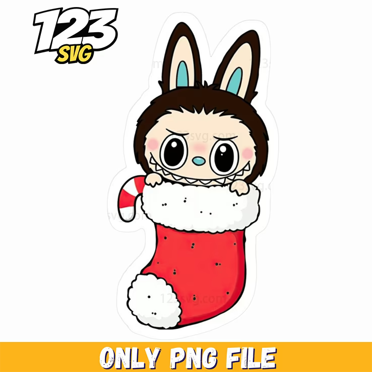 christmas stocking labubu png, labubu christmas stocking, labubu stocking png - 123SVG Store