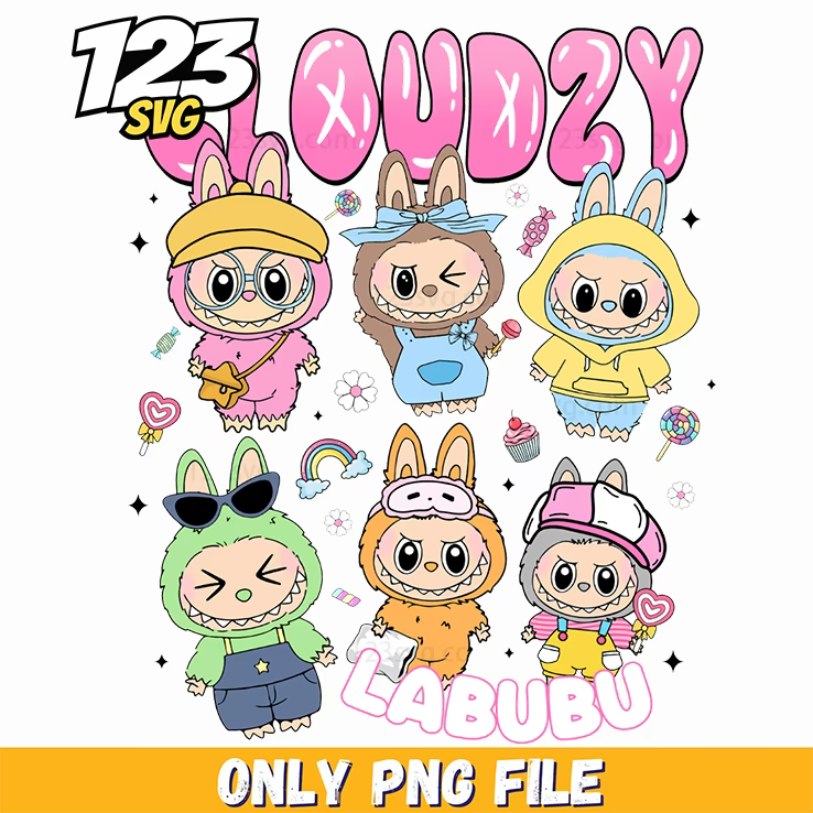 cloudzy pastel labubu png, labubu pastel color palette, pastel labubu character - 123SVG Store