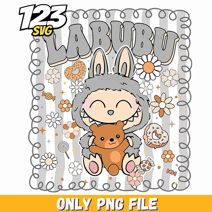 cozy teddy labubu png, labubu cute teddy bear, labubu teddy bear png - 123SVG Store