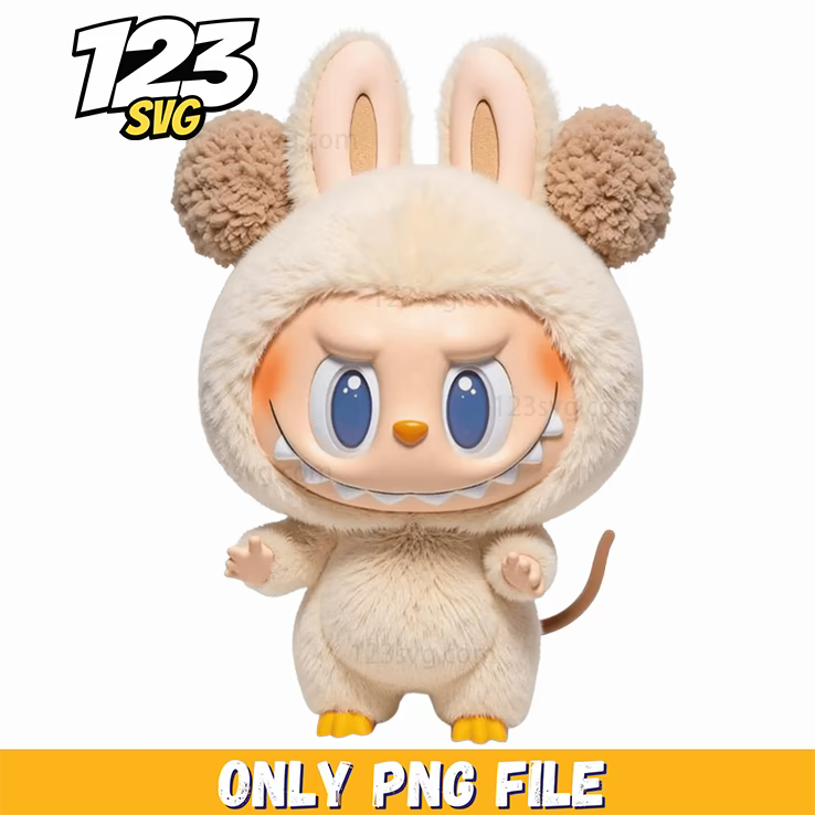 cream teddy bunny labubu png, labubu teddy bear, teddy bear labubu cream - 123SVG Store