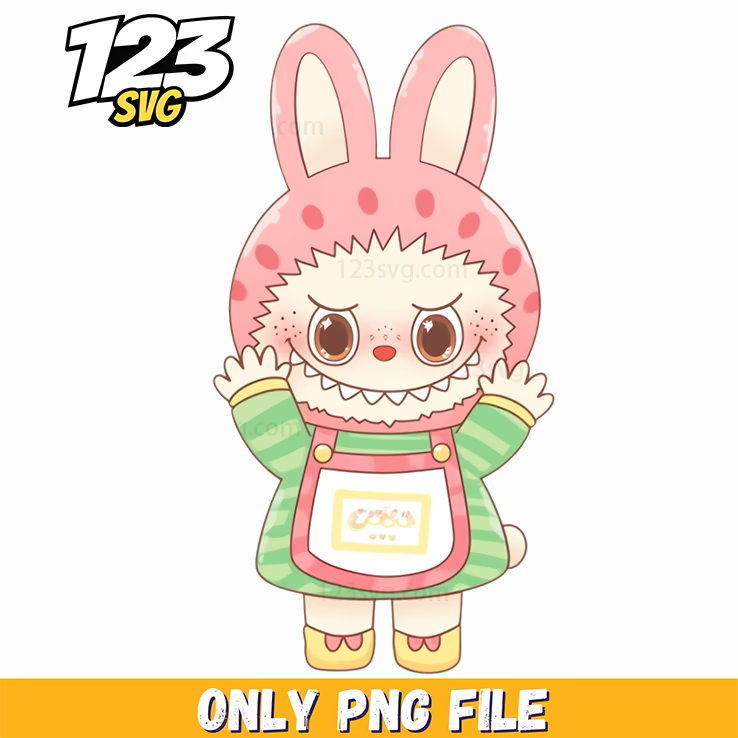 cute bunny apron labubu png, cute labubu png, labubu cartoon png - 123SVG Store