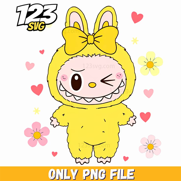 cute labubu flower hearts png, labubu flower png, labubu blind box png - 123SVG Store