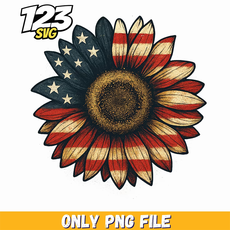 distressed usa sunflower png, usa sunflower clipart, distressed sunflower clipart - 123SVG Store