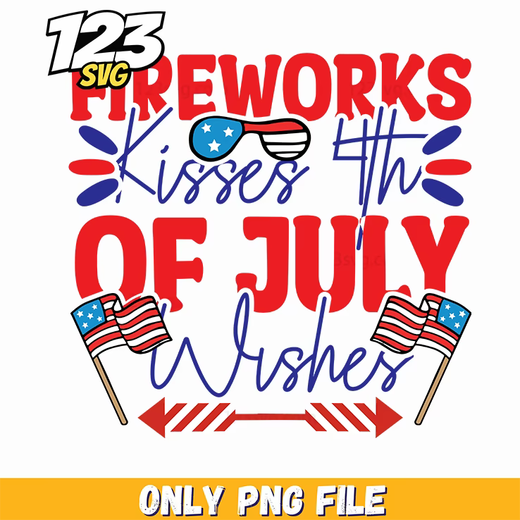 fireworks kisses 4th of july wishes sunglasses flags rockets png, 4th of july wishes with fireworks, 4th of july fireworks wishes - 123SVG Store