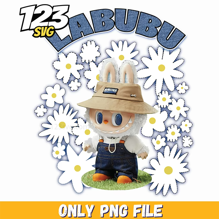 floral cowboy labubu png, purple light labubu png, labubu blind box png - 123SVG Store