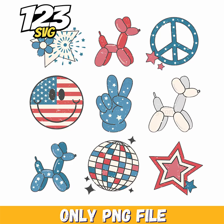 fourth of july elements mix png, 4th of july elements, 4th of july png - 123SVG Store