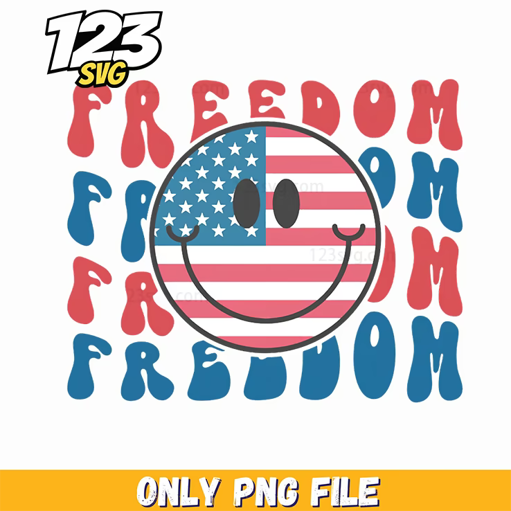 freedom repeated font smiley badge png, freedom smiley badge, free font smiley badge - 123SVG Store