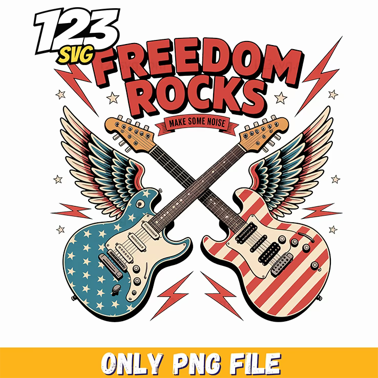 freedom rocks electric guitars graphic png, is freedom inspirational, freedom inspirational tree png - 123SVG Store