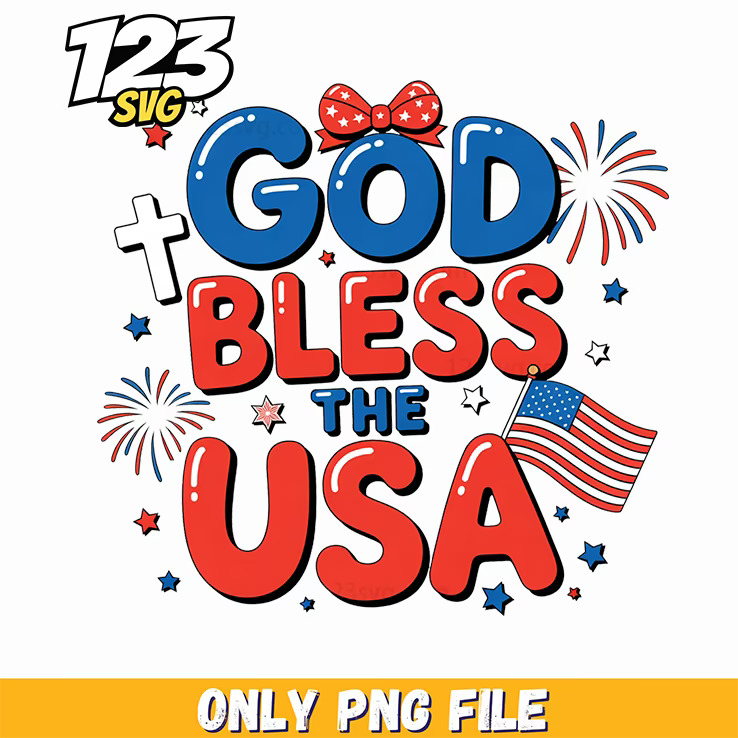 god bless the usa flag graphic png, 4th july svg, usa flag graphic png - 123SVG Store